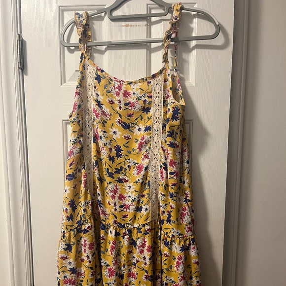 Easel Floral Midi Dress Yellow Floral Large Sleeveless - Picture 2 of 4
